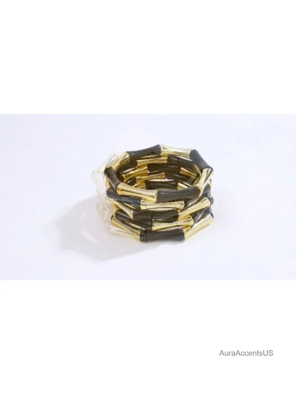 Gold Plated Acrylic Bead Stretch Bangle Bracelets for Women Stackable Summer